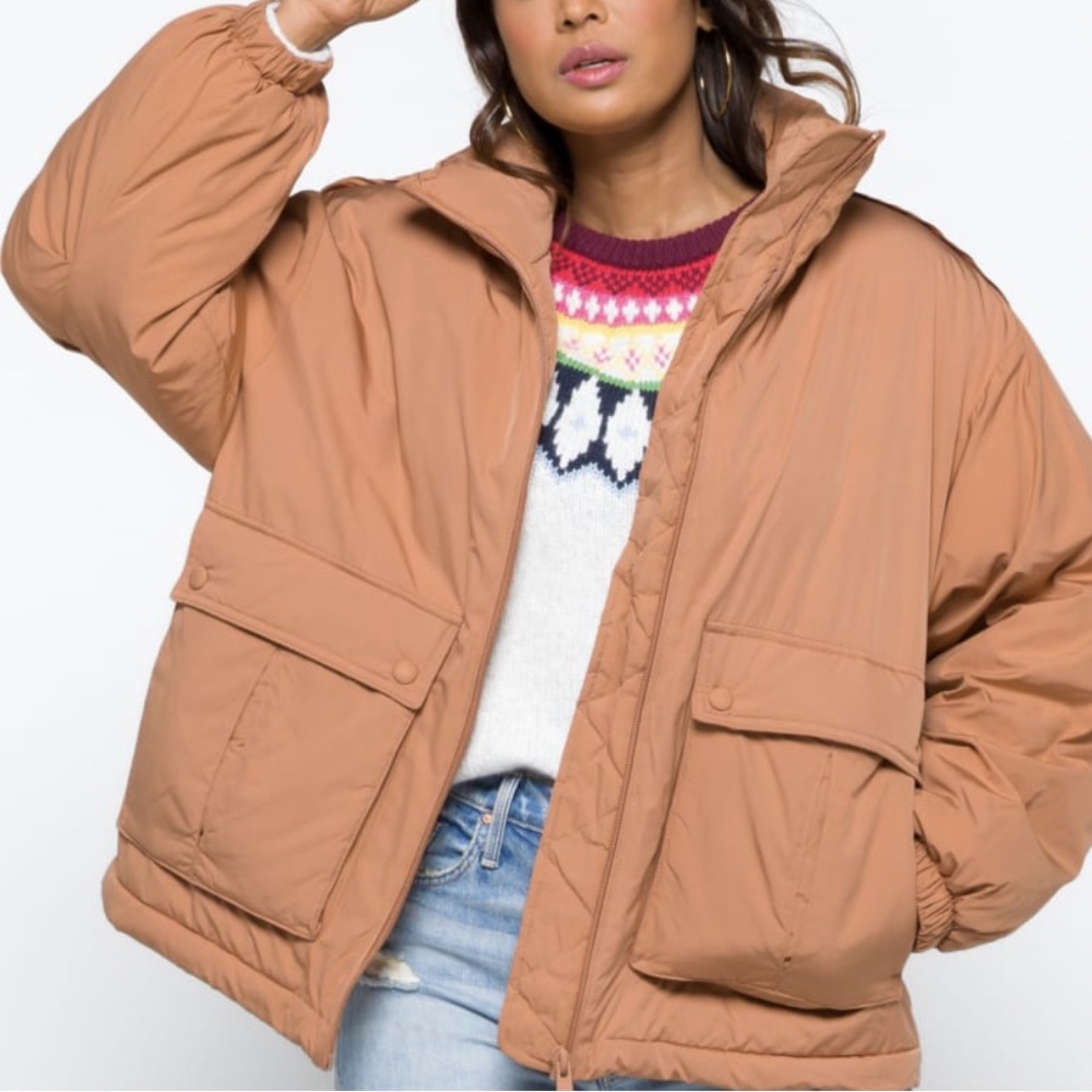 Free People Duvet Bomber Jacket Sz S We the Free Color: Doe (tan/peachy)